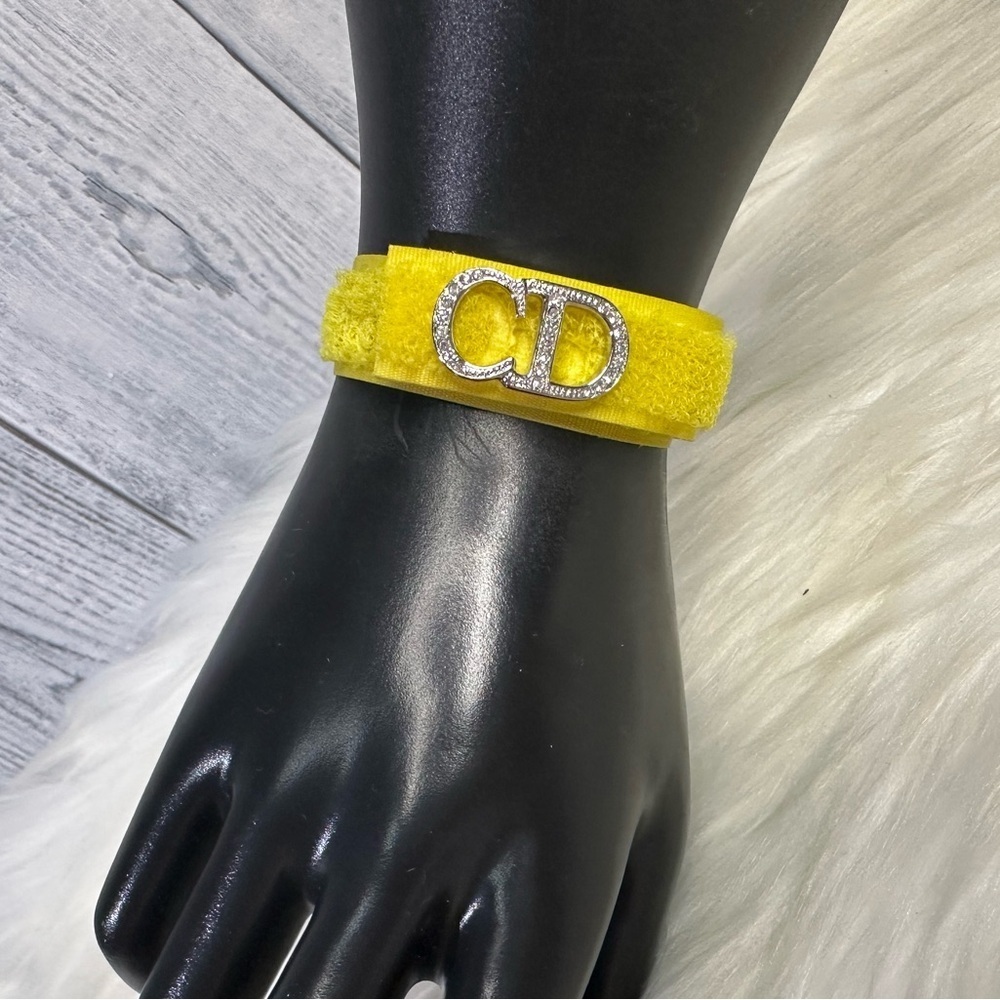 DIOR velcro rhinestone bracelet in yellow